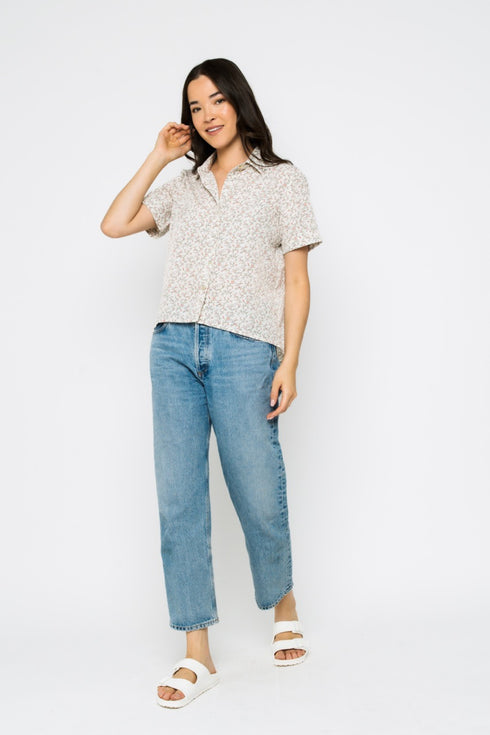 Nina-Roll Cuff Short Sleeve Shirt
